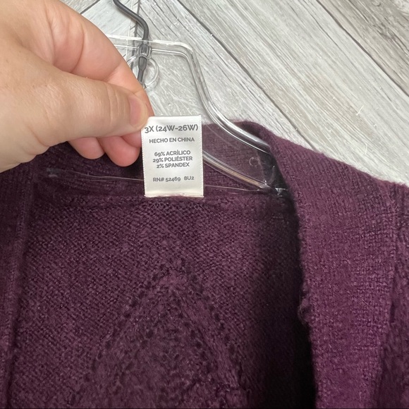 Terra & Sky Burgundy cardigan 3x - Picture 4 of 8